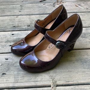Softt Miranda Mary Jane, burgundy leather, 3” heel